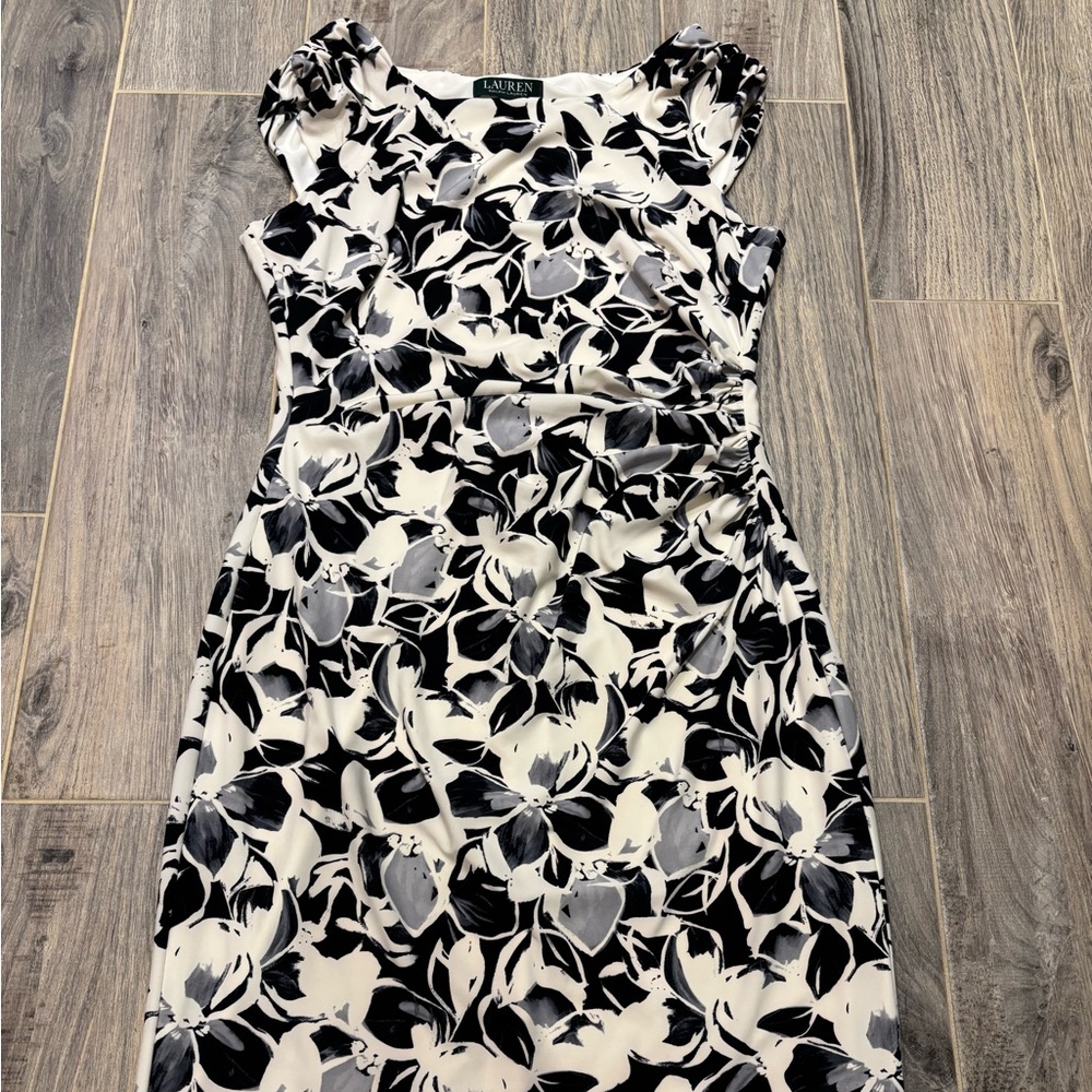 Ralph Lauren Monochrome Floral Midi Dress